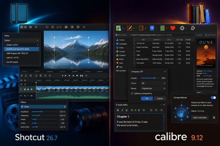 shotcut 26 7 gpu calibre 9 12 gif jpeg webp