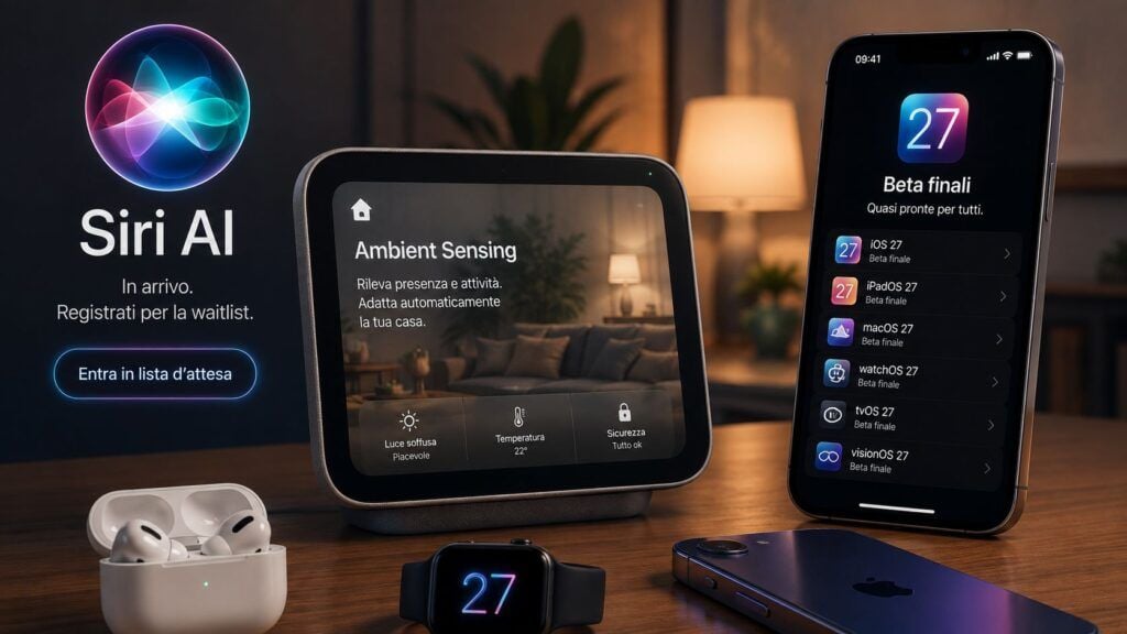 Siri AI prepara la waitlist mentre Home Hub riconosce gli utenti con Ambient Sensing 2 siri ai waitlist home hub ios 27 beta