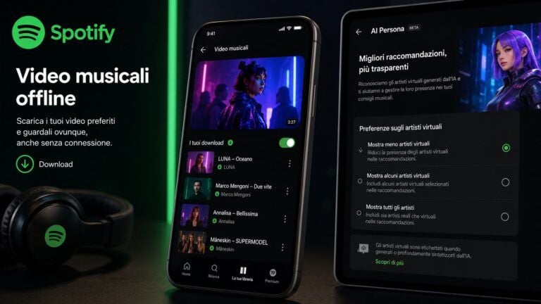 spotify video musicali offline ai persona raccomandazioni