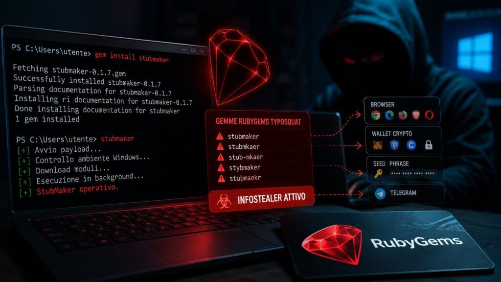 StubMaker usa RubyGems per distribuire un infostealer Windows nascosto in Rust e Go 2 stubmaker rubygems windows infostealer