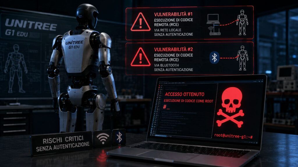 Unitree G1 EDU vulnerabile via Wi-Fi e Bluetooth: due falle danno accesso root al robot 2 unitree g1 edu rce wifi bluetooth root