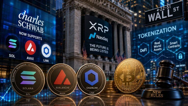 wall street crypto schwab xrp nasdaq defi