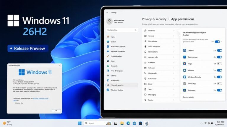 windows 11 26h2 release preview kb5120998 privacy