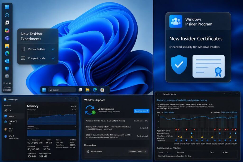 windows certificati taskbar
