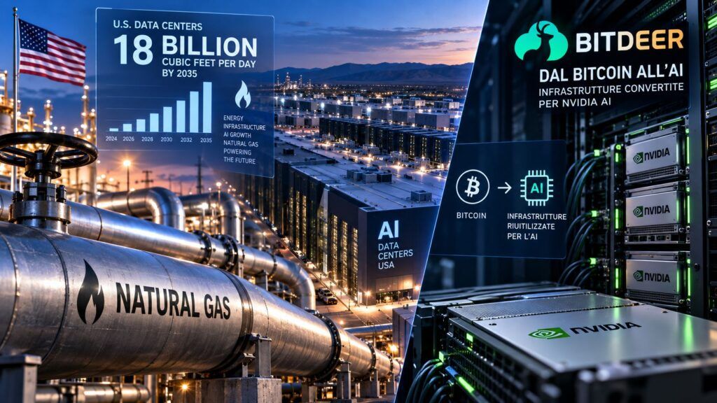 L’AI divora energia: il gas USA esplode e i miner Bitcoin diventano data center Nvidia 2 ai data center gas bitcoin miner nvidia bitdeer