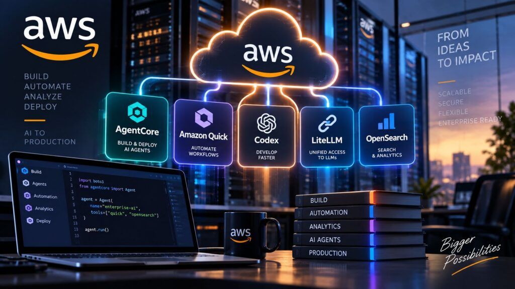 AWS porta gli agenti AI nel ciclo software: AgentCore, Quick e Codex diventano enterprise 2 aws agentcore quick codex litellm opensearch enterprise