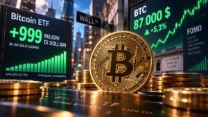 Bitcoin supera 87.000 dollari e gli ETF assorbono 999 milioni in un giorno 3 Bitcoin supera 87.000 dollari e gli ETF assorbono 999 milioni in un giorno