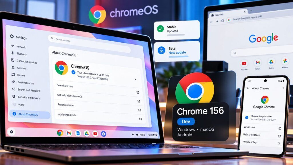 chromeos 152 chrome 156 dev aggiornamenti