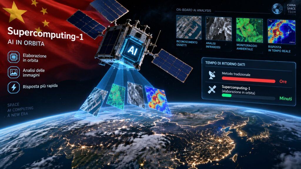La Cina porta l’AI in orbita: Supercomputing-1 elabora i dati senza passare dalla Terra 2 cina supercomputing 1 ai orbita