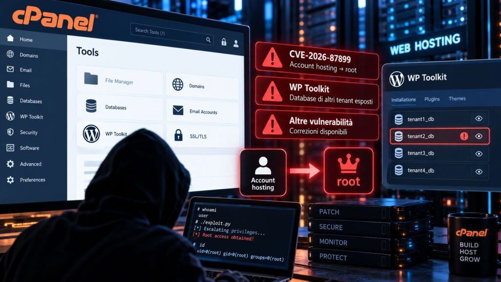cPanel, un account hosting può diventare root: tre falle rompono l’isolamento 2 cpanel cve 2026 87899 root hosting caldav