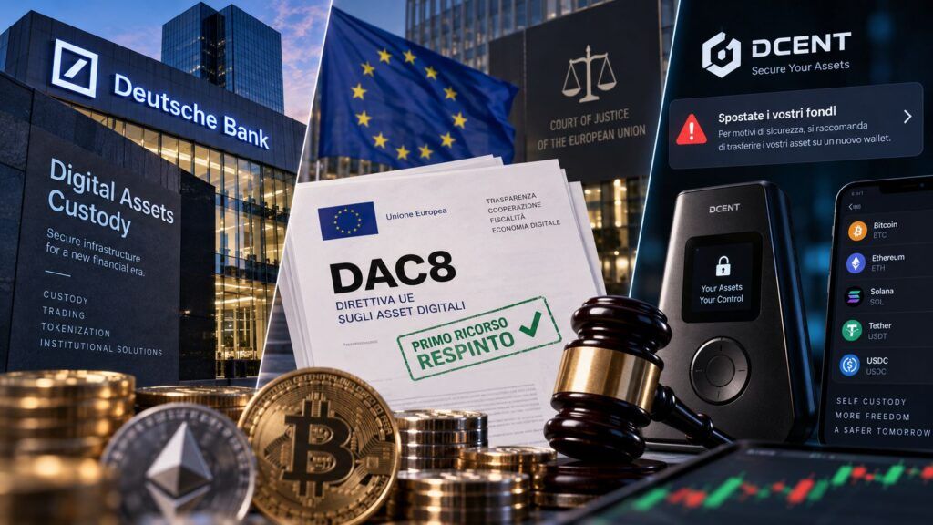Crypto tra banche, fisco e wallet: Deutsche Bank entra, DAC8 raccoglie i dati 2 crypto deutsche bank dac8 dcent x trading orlen
