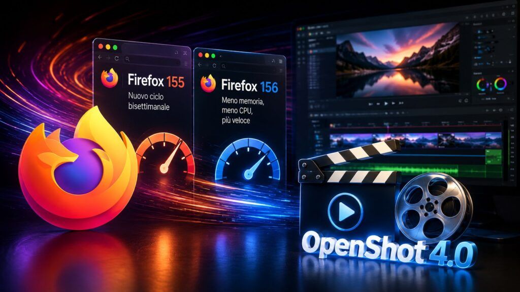 firefox 155 156 openshot 4 linux copertina