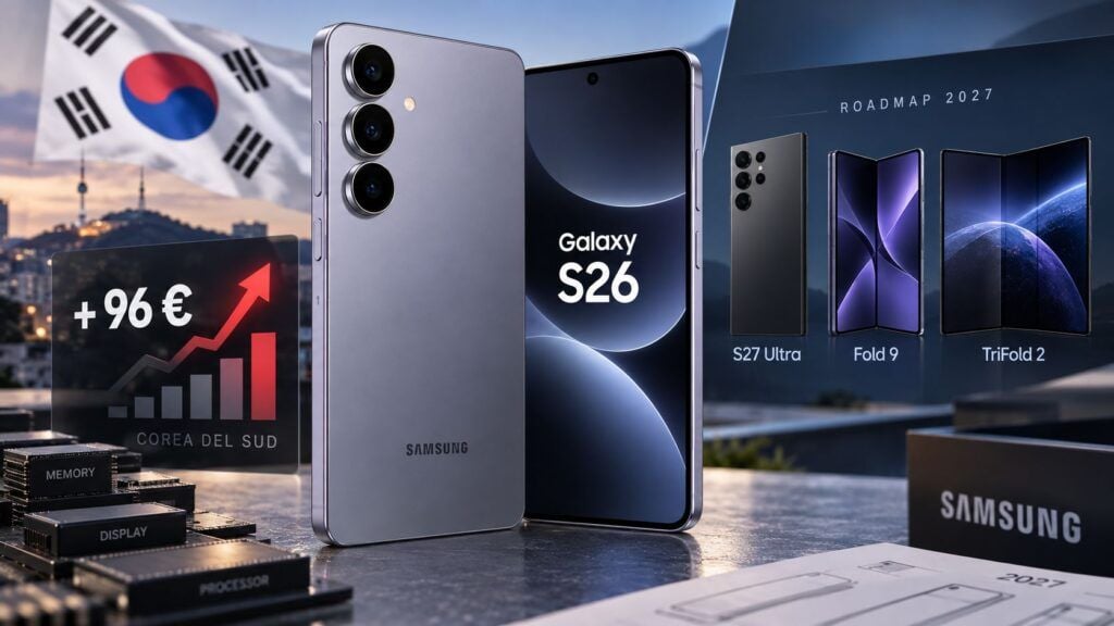 Galaxy S26 verso +96 euro in Corea: i costi pesano sulla roadmap Samsung 2027 2 galaxy s26 rincaro corea s27 fold9 trifold2