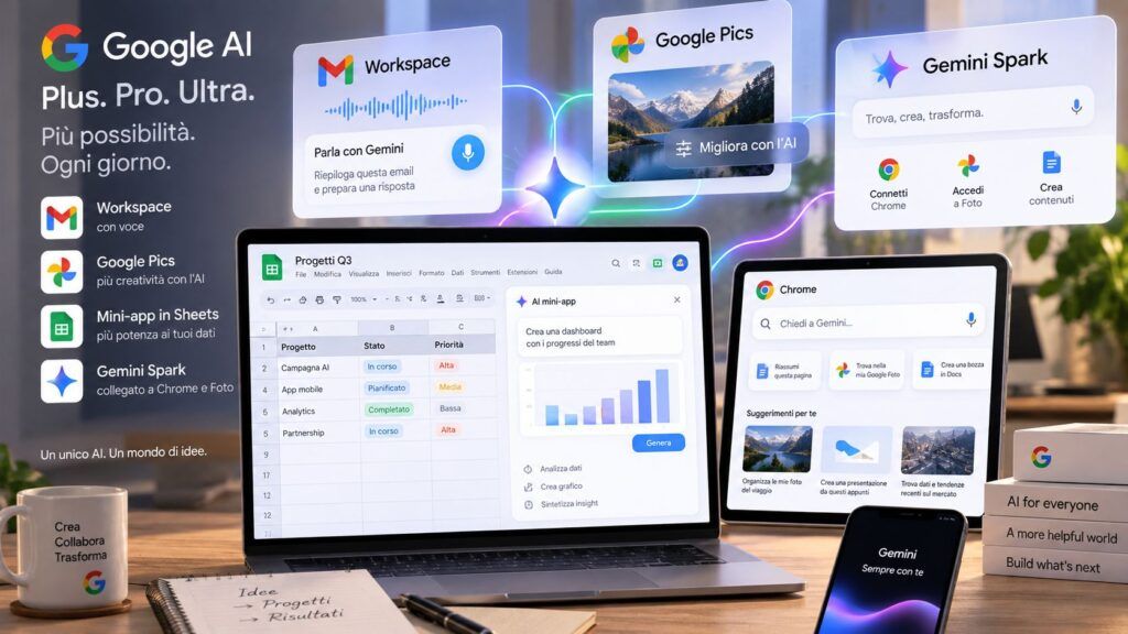 Google AI Plans diventano agentici: voce in Workspace e mini-app dentro Sheets 2 google ai plans workspace spark sheets