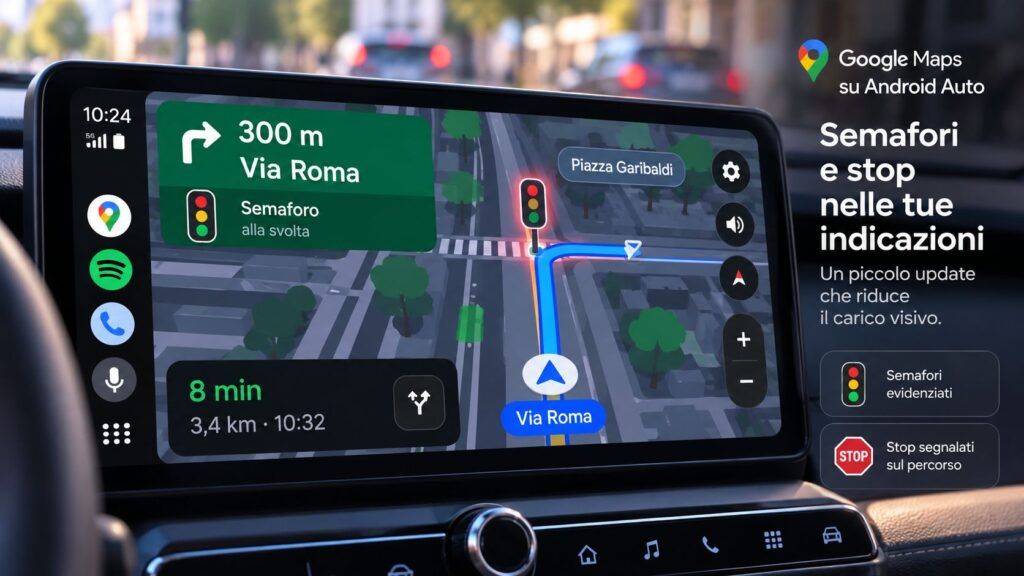 Google Maps mostra semafori e stop prima della svolta su Android Auto 2 google maps mostra semafori