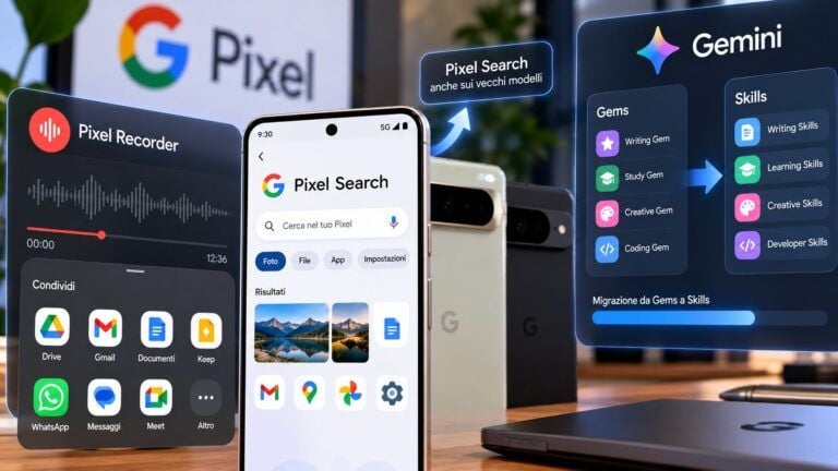 google pixel recorder search gemini gems skills
