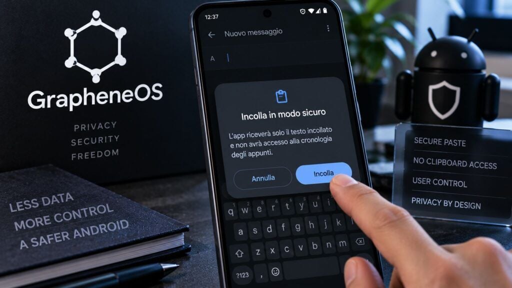 GrapheneOS integra Secure Paste: le app non potranno più leggere tutta la clipboard 2 grapheneos secure paste clipboard android