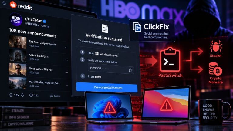 hbo max reddit clickfix pasteswitch malware