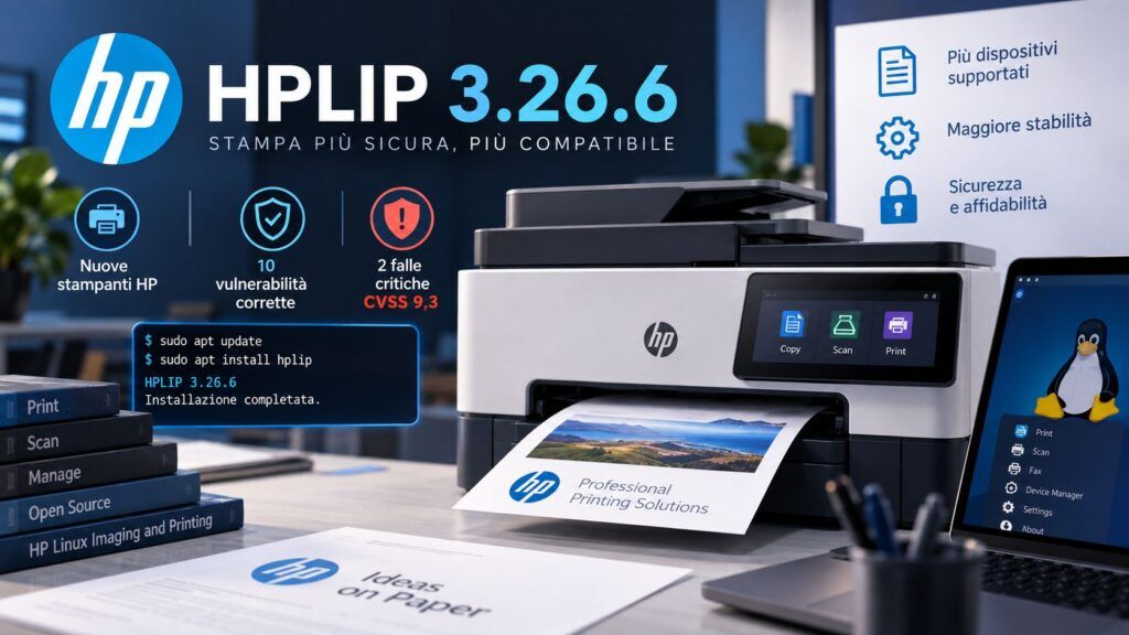 HPLIP 3.26.6 corregge due falle critiche e aggiunge nuove stampanti HP 2 hplip 3 26 6 falle critiche nuove stampanti hp
