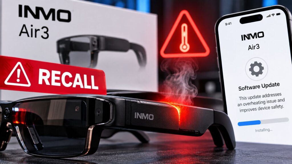 Gli smart glasses INMO Air3 richiamati per surriscaldamento: 10 casi e rischio di ustioni al volto 2 inmo air3 surriscaldamento