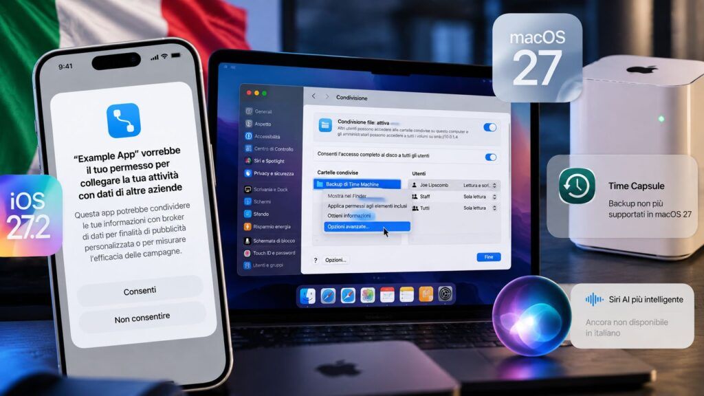 ios 27 2 tracking italia siri ai time capsule