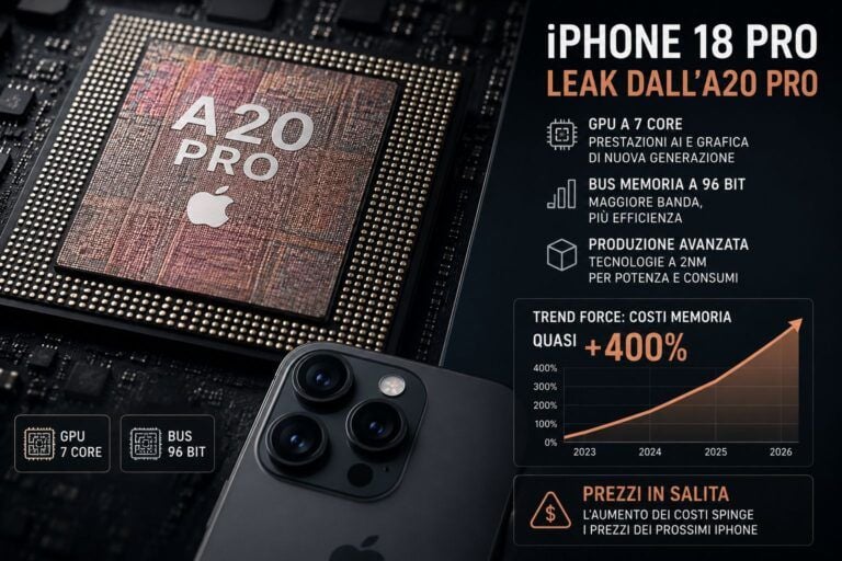 iphone 18 pro a20 pro gpu 7 core memoria prezzi