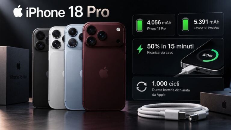 iphone 18 pro batteria ricarica 4056 5391 mah