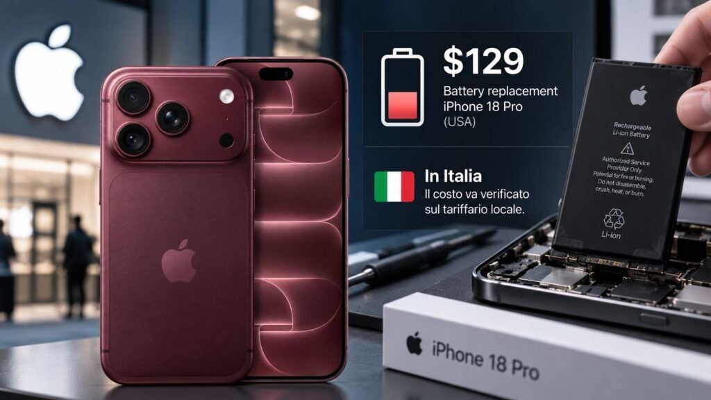 iPhone 18 Pro, Apple alza il costo della batteria fuori garanzia a 129 dollari 2 iphone 18 pro costo sostituzione batteria 129 dollari