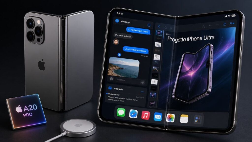iPhone Ultra punta sul multitasking: doppio display, MagSafe e cerniera più resistente 2 iphone ultra multitasking doppio display magsafe cerniera
