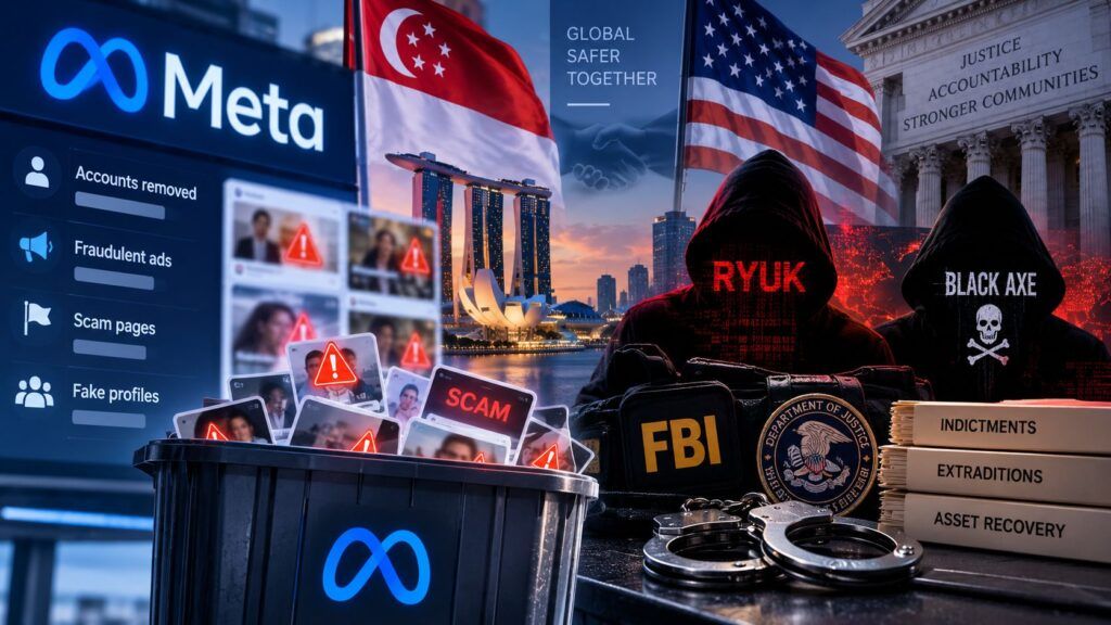 Meta, Ryuk e Black Axe: stretta globale su truffe e cybercrime 2 meta singapore ryuk black axe cybercrime