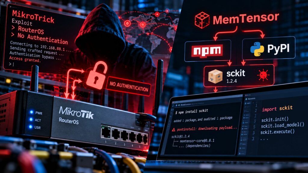 MikroTrick e MemTensor: router senza login e pacchetti AI trasformano la fiducia in accesso 2 mikrotrick memtensor routeros sckit supply chain