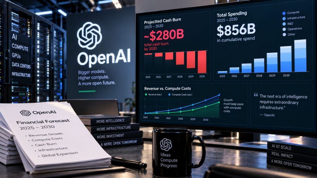 OpenAI prevede quasi 280 miliardi di cash burn: il compute divora la crescita 2 openai cash burn 280 miliardi compute