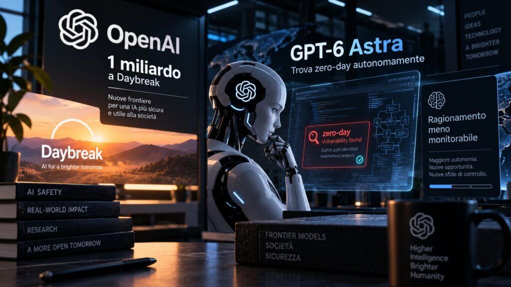 OpenAI: 1 miliardo alla cyber-difesa, Astra trova zero-day ma è meno monitorabile 2 openai miliardo cyber difesa astra zero day monitorabilita