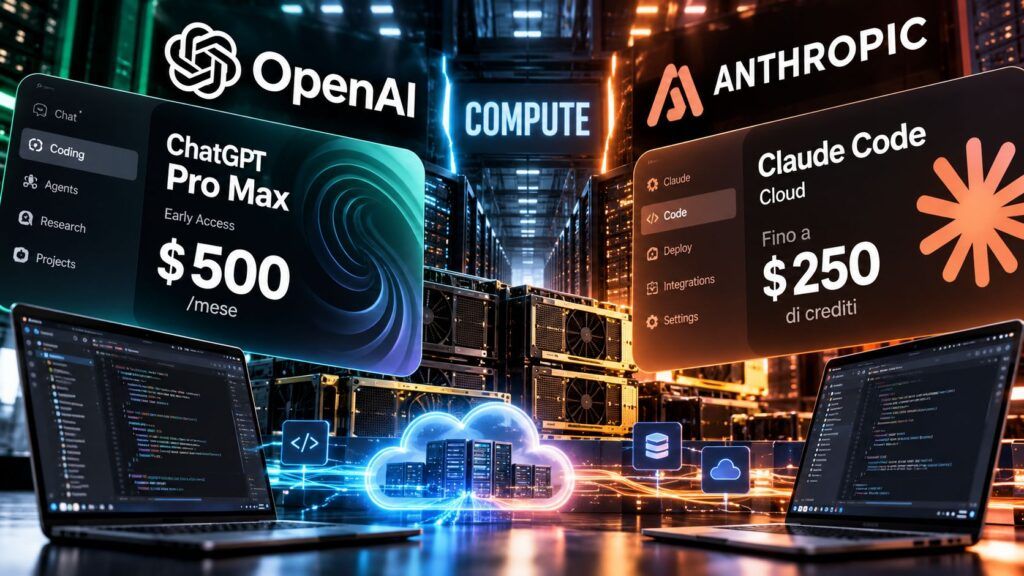 OpenAI testa Pro Max da 500 dollari, Anthropic spinge Claude Code con crediti 2 openai pro max 500 dollari anthropic claude code crediti