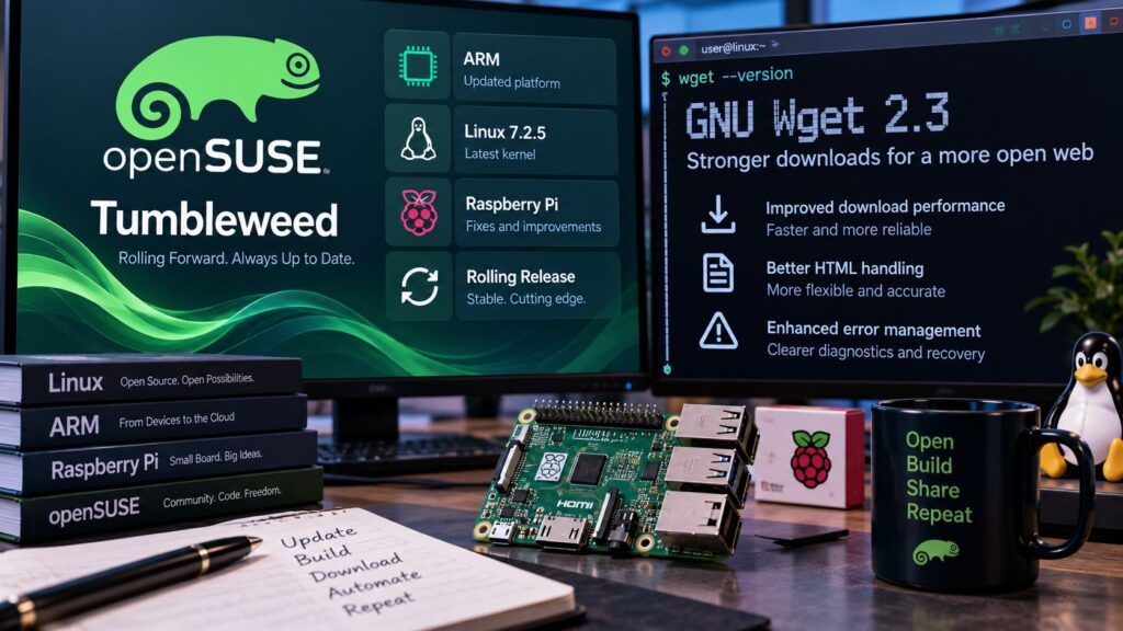 openSUSE Tumbleweed rafforza ARM e Raspberry Pi, GNU Wget 2.3 aggiorna i download 2 opensuse tumbleweed arm raspberry pi gnu wget 2 3