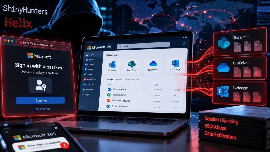 Passkey usate come esca: ShinyHunters e Helix rubano dati Microsoft 365 2 passkey phishing microsoft 365 shinyhunters helix