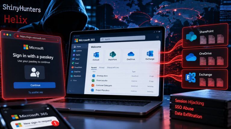 passkey phishing microsoft 365 shinyhunters helix