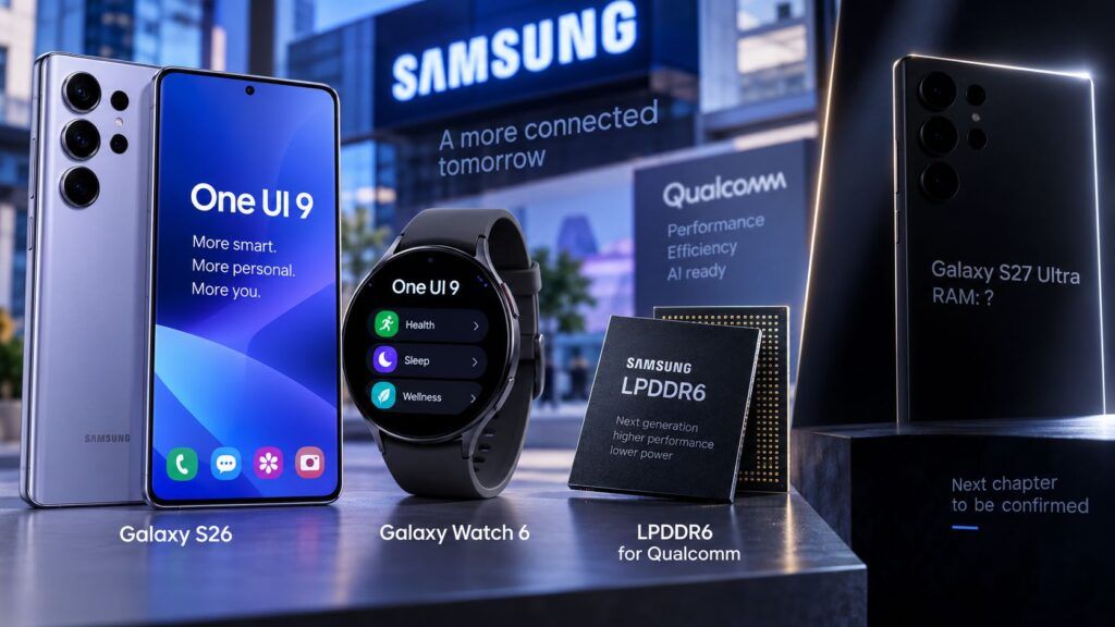 Samsung accelera One UI 9 mentre Galaxy S27 Ultra prepara il salto LPDDR6 2 samsung one ui 9 galaxy s26 s27 ultra lpddr6 watch6 good lock