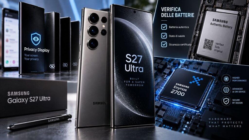 Samsung porta la fiducia nell'hardware: Privacy Display, batterie ed Exynos 2700 2 samsung privacy display batterie exynos 2700