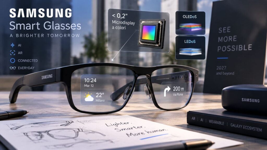 Samsung prepara Smart Glasses con display a colori tra OLEDoS e MicroLED 2 samsung smart glasses display colori oledos
