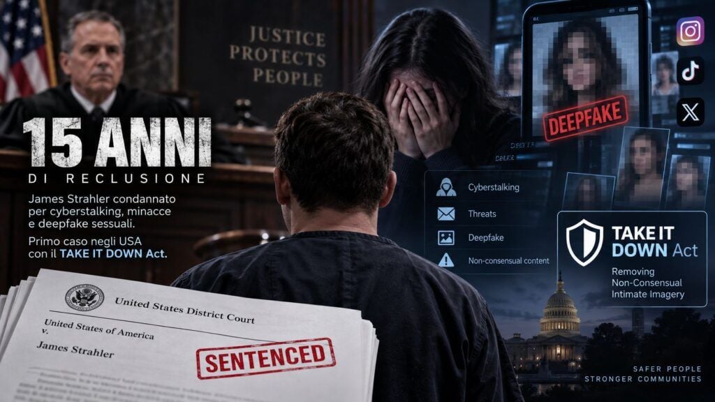Sextortion e deepfake AI: 15 anni di carcere nella prima condanna USA con il TAKE IT DOWN Act 2 sextortion deepfake ai take it down act 15 anni