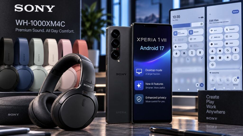 Sony rilancia WH-1000XM4C e porta Android 17 su Xperia 1 VIII 2 sony wh 1000xm4c android 17 xperia 1 viii