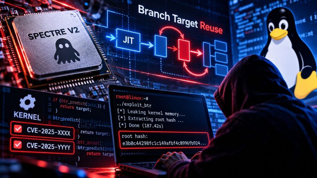 Spectre V2 torna su Linux: BTR ruba l’hash root sfruttando il JIT 2 spectre v2 btr linux jit root hash