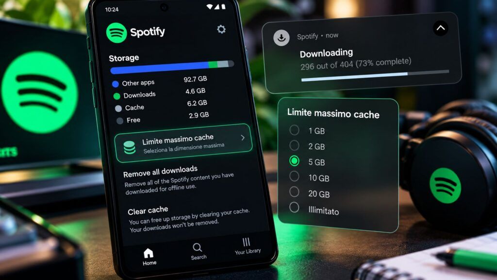 Spotify prepara un limite alla cache su Android per fermare lo storage fuori controllo 2 spotify android limite cache storage