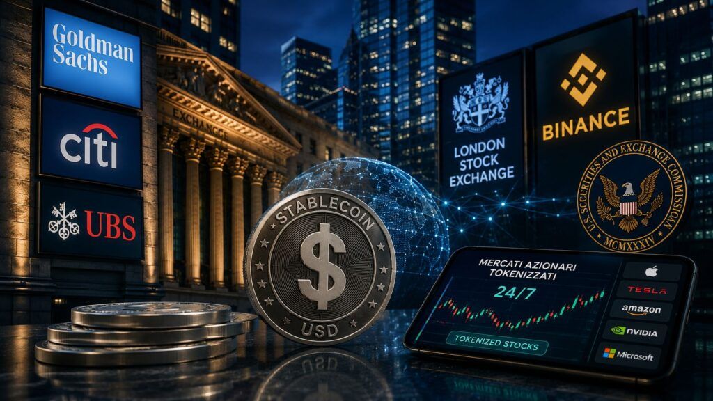 stablecoin banche azioni 24 7 tokenizzazione mercati