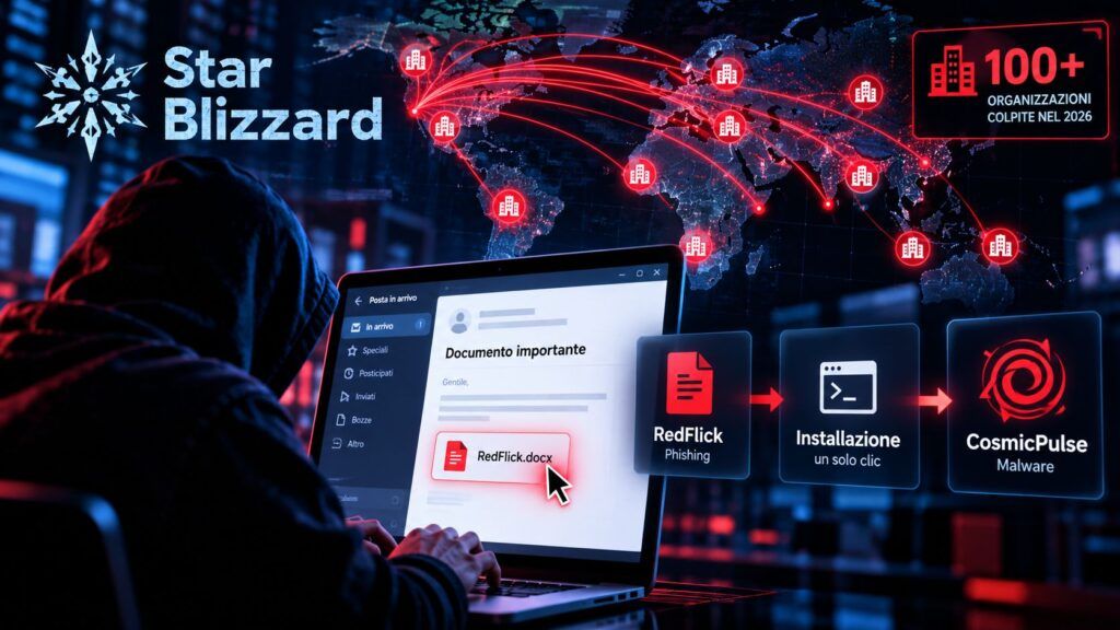 Star Blizzard scala il phishing: RedFlick colpisce oltre 100 organizzazioni 2 star blizzard redflick cosmicpulse phishing