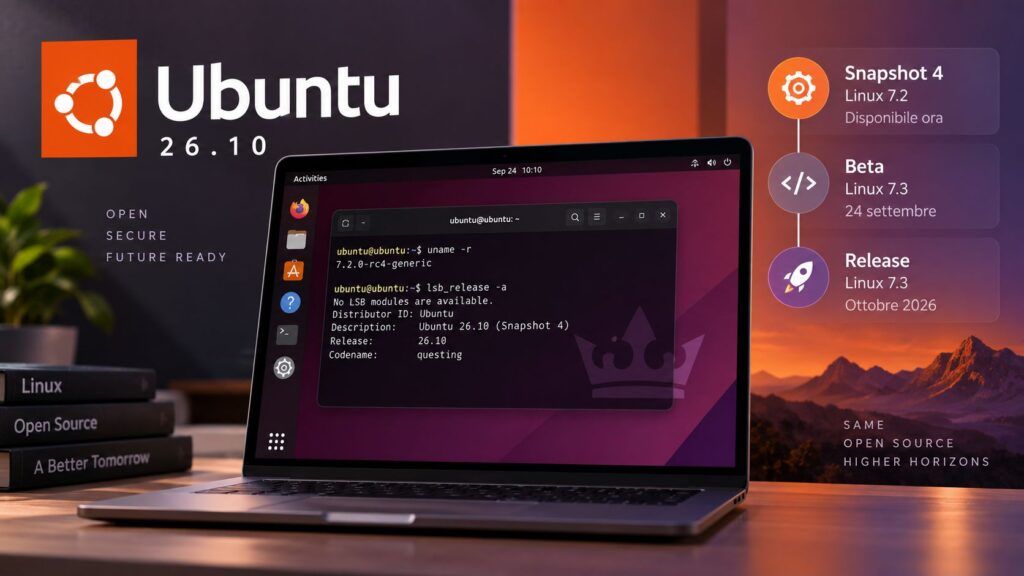 Ubuntu 26.10 Snapshot 4 arriva con Linux 7.2, ma la Beta punta già al 7.3 2 ubuntu 26 10 snapshot 4 linux 7 2 beta 7 3