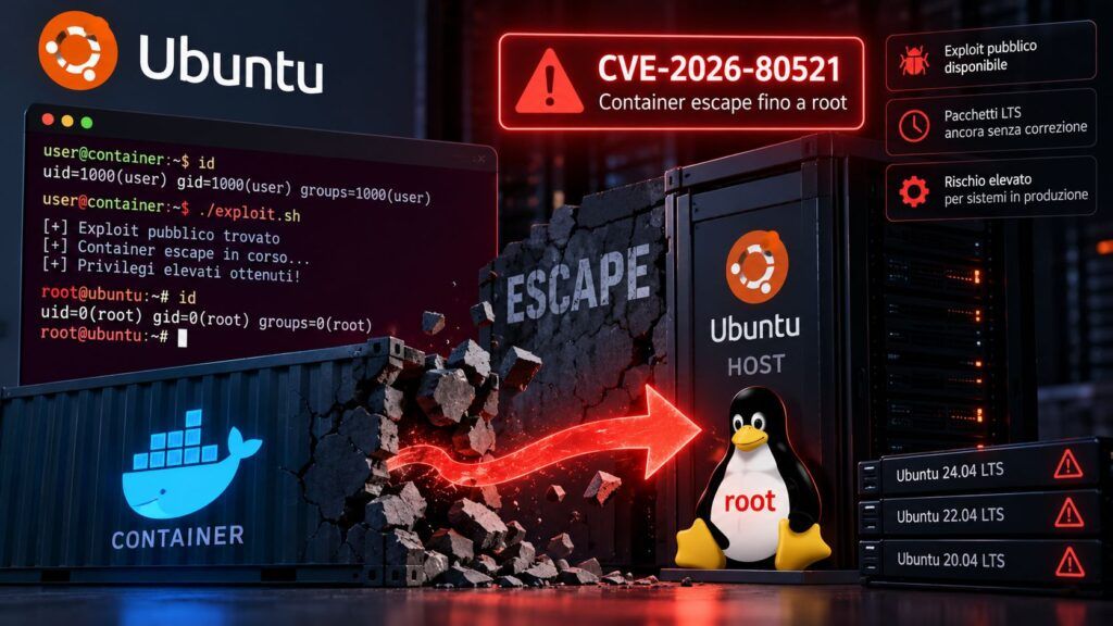 Ubuntu senza patch per CVE-2026-80521: exploit evade i container e prende root 2 ubuntu cve 2026 80521 container escape root