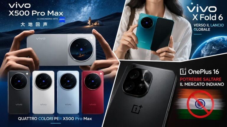 vivo x500 pro max colori x fold 6 globale oneplus 16
