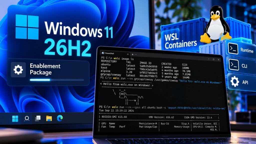 Windows 11 2026 arriva con 26H2 e porta i container Linux dentro WSL 2 windows 11 26h2 wsl containers